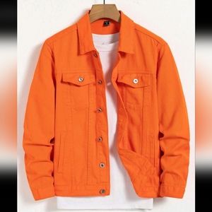 NEW! ORANGE DENIM JACKET SIZE Medium